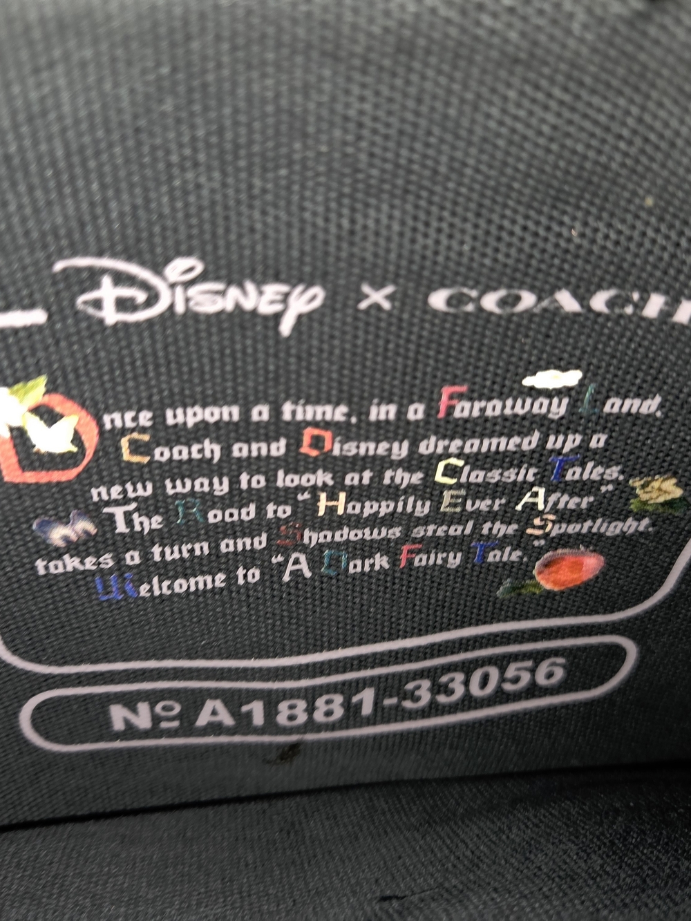 Coach x Disney 'Sleeping Beauty' Floral Zip Pouch- Black NWOT - Picture 6 of 7